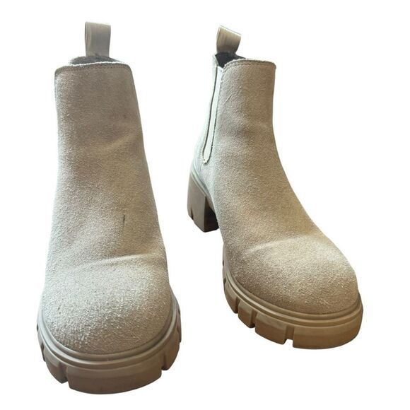 Steve Madden Howler Sand Suede Leather Platform Ankle Boots Size 6 - Picture 6 of 12